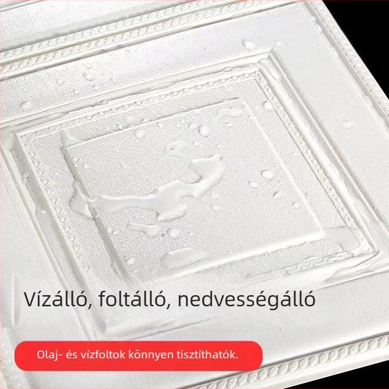 3D öntapadós falmatrica, XPE habmagos mag, fa textúra, négyszögletes mintázat, nappali háttér