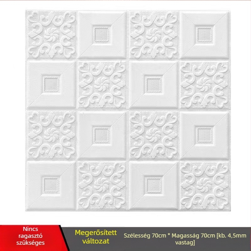 3D öntapadós falmatrica, XPE habmagos mag, fa textúra, négyszögletes mintázat, nappali háttér