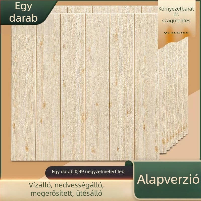 3D öntapadós falmatrica, XPE habmagos mag, fa textúra, négyszögletes mintázat, nappali háttér