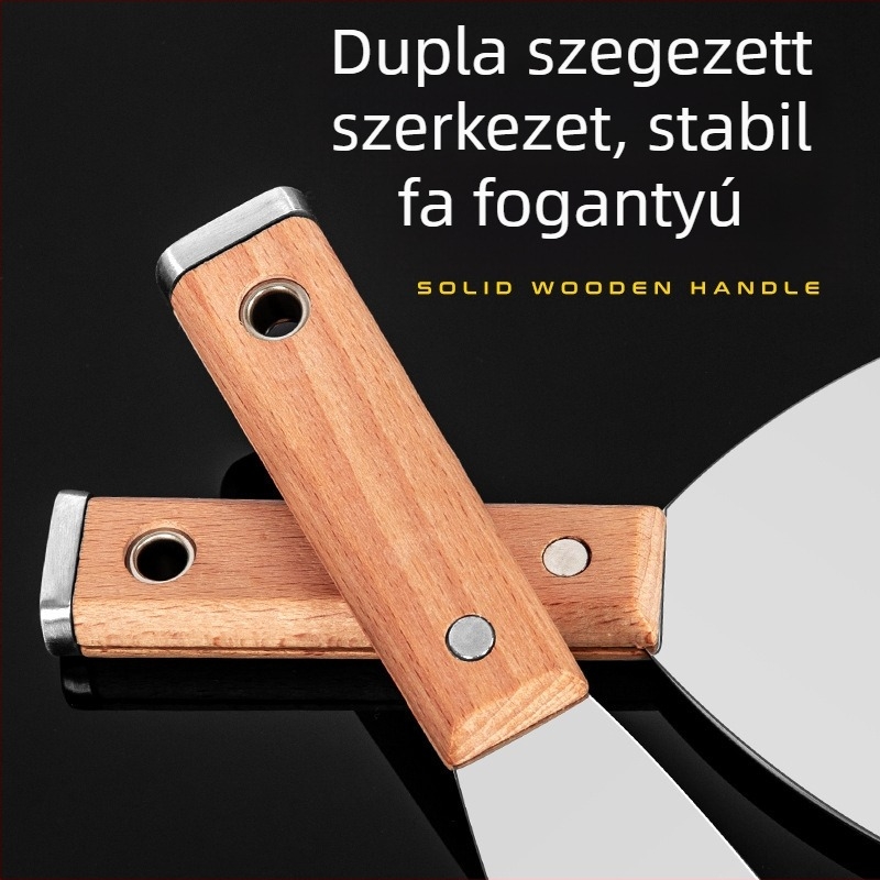 Japán stílusú vastag rozsdamentes acél glettvágó kés bükkfa nyéllel, lapos pengével, otthoni dekoráció és padlótisztítás céljára