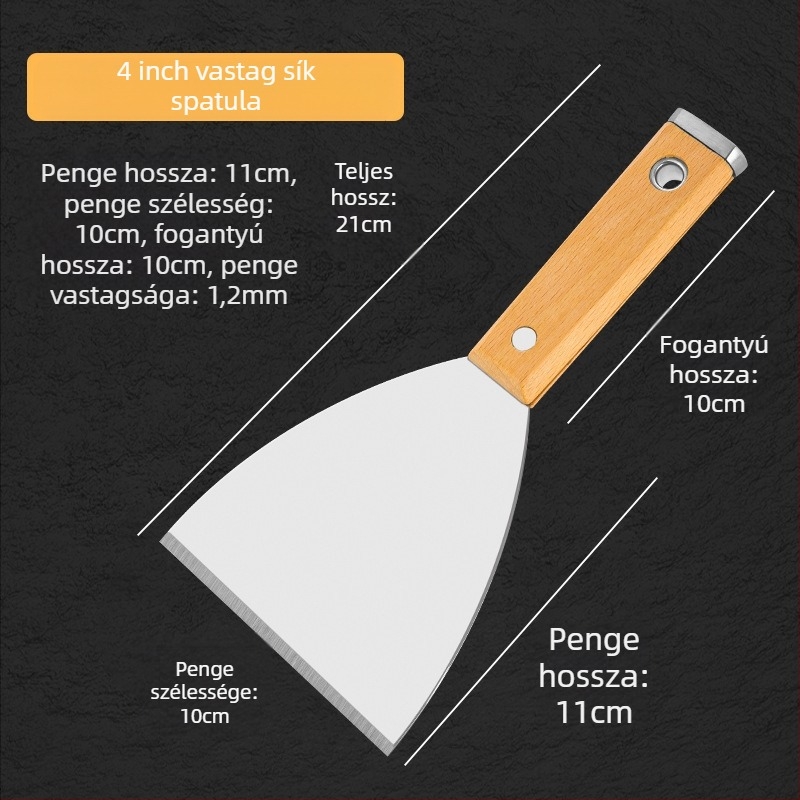 Japán stílusú vastag rozsdamentes acél glettvágó kés bükkfa nyéllel, lapos pengével, otthoni dekoráció és padlótisztítás céljára