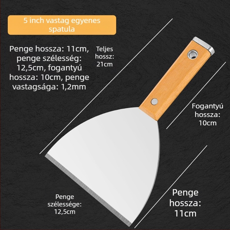 Japán stílusú vastag rozsdamentes acél glettvágó kés bükkfa nyéllel, lapos pengével, otthoni dekoráció és padlótisztítás céljára