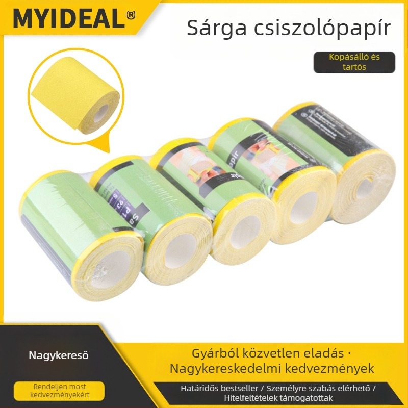 Pingrong flockált csiszolótekercs velúr hátoldallal – fa, műanyag, elektronika, hardver, rozsdamentes acél és speciális fémek csiszolására; testreszabás nélkül