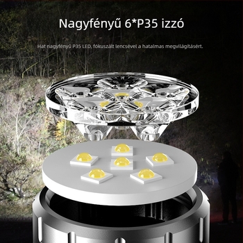 TANJE ABS LED elemlámpa beépített 14500 lítium akkumulátorral, Type-C töltés, 360° forgás, 200–500 m hatótáv