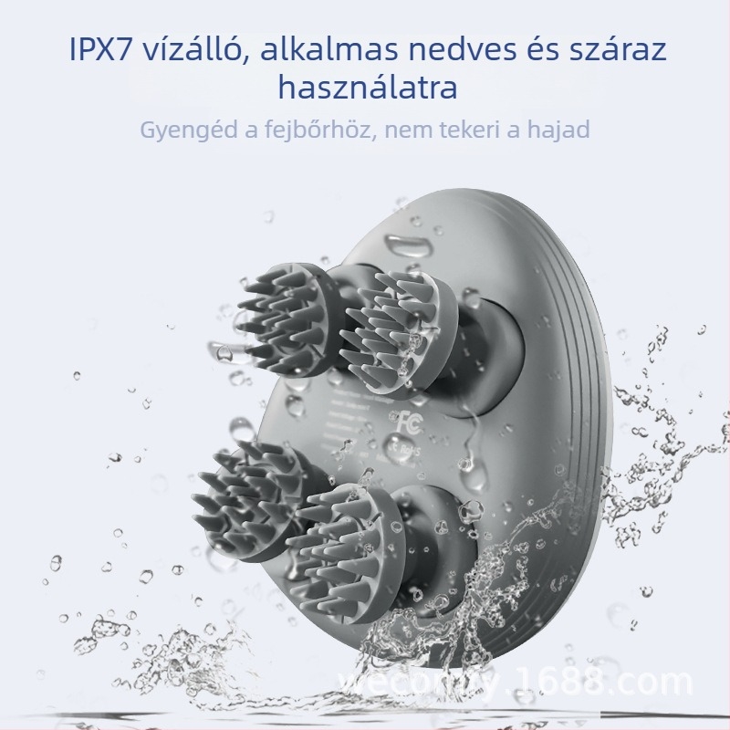 Váll-, nyak- és fejbőrmasszázs készülék vízálló fejjel, USB tápegység, modell: sCalp mini-T, masszázs, akupresszió, gyúrás