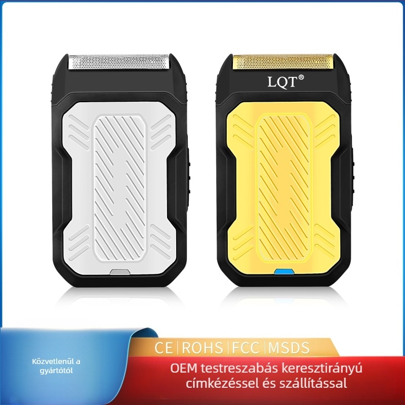 Elektromos borotva 1 visszafordítható fejjel, kompakt utazási dizájn, beépített 500–800 mAh akkumulátor, futási idő >60 perc, tölthető