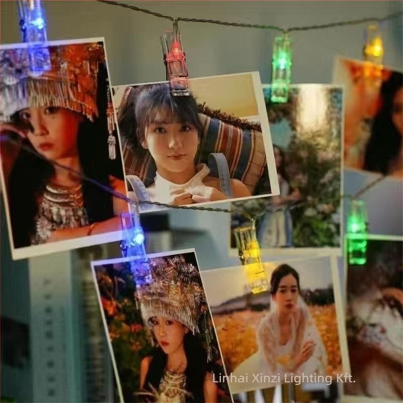 LED csipesszel ellátott fényfüzér, csillag alakú, 10–40 LED, 3000K, IP65, akkumulátorról működik