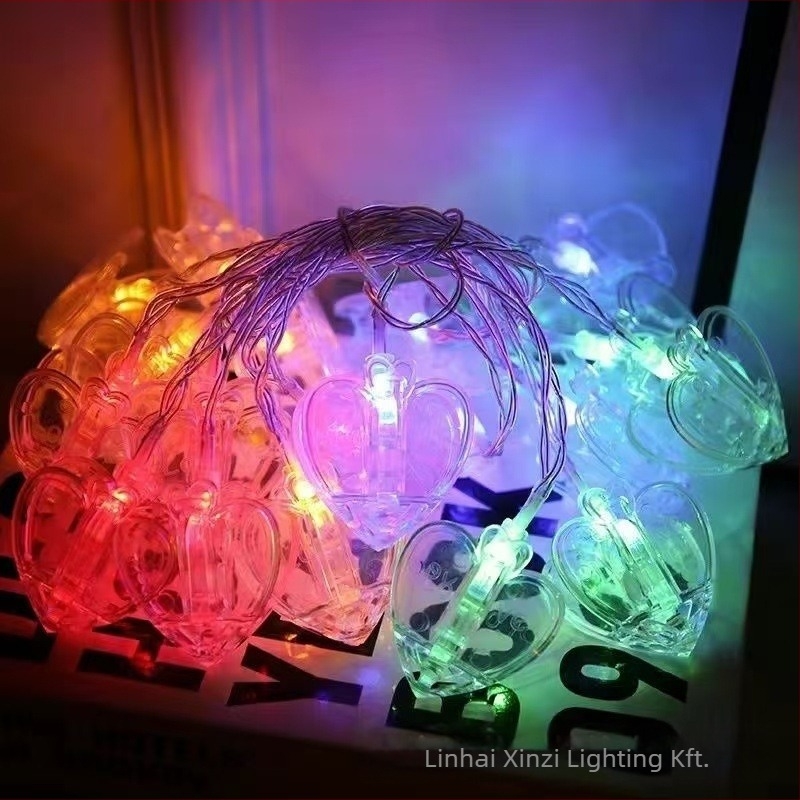 LED csipesszel ellátott fényfüzér, csillag alakú, 10–40 LED, 3000K, IP65, akkumulátorról működik