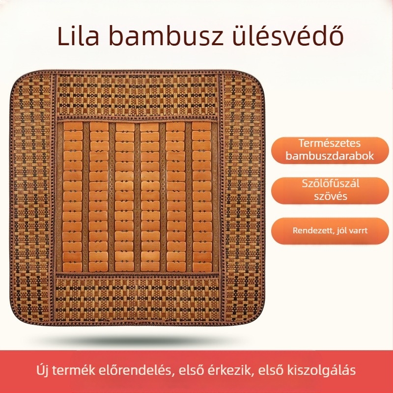 Autóülés hűtő matrac, kézzel kötött bambusz szeletekből, első ülésekhez, monolitikus kialakítás