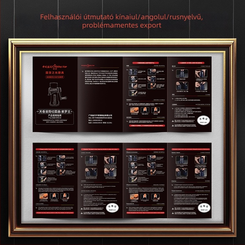 Többfunkciós kézi hajtású zöldségvágó szeletelő és reszelő (anyag: PC+ABS, 304/430 rozsdamentes acél, 420J2, PP; otthoni és kereskedelmi használatra)