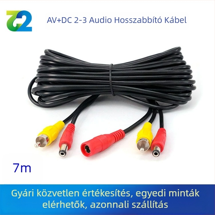 Autó AV/DC 2→3 Lotus fejű hosszabbító kábel, PVC burkolat, ROHS tanúsítvány