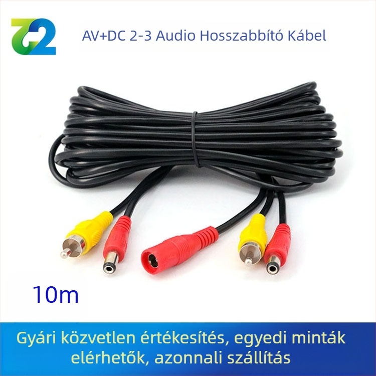 Autó AV/DC 2→3 Lotus fejű hosszabbító kábel, PVC burkolat, ROHS tanúsítvány