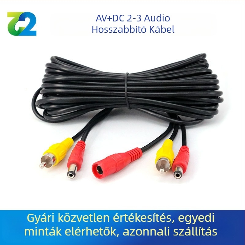 Autó AV/DC 2→3 Lotus fejű hosszabbító kábel, PVC burkolat, ROHS tanúsítvány