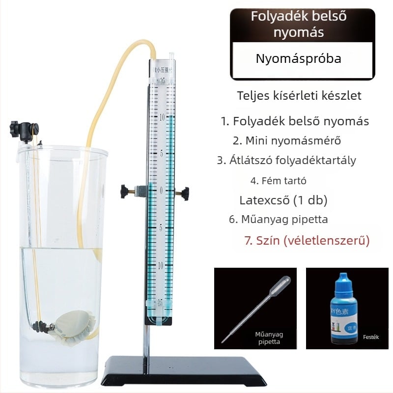 Oktatási segédeszközök: Folyadék belső nyomás kísérleti készlet, átlátszó tartály, középiskolai fizika, beltéri használatra, anyaga: fém-műanyag