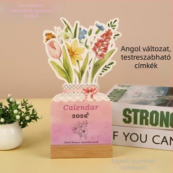 Fából készült asztali naptár kerettel, aranyos, kreatív mini asztali naptár, kemény kötés, logó nyomtatás, tervezési sablon beépítve