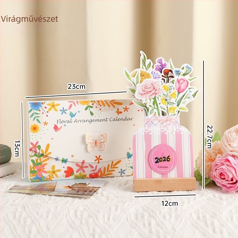 Fából készült asztali naptár kerettel, aranyos, kreatív mini asztali naptár, kemény kötés, logó nyomtatás, tervezési sablon beépítve