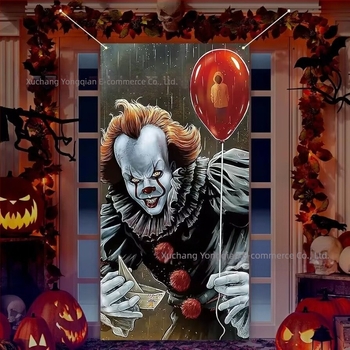 Halloween ajtófüggöny félelmetes hangulattal – parti dekorációs zászló