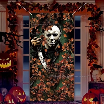 Halloween ajtófüggöny félelmetes hangulattal – parti dekorációs zászló