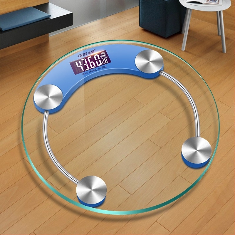 Kör alakú otthoni intelligens elektronikus testsúlymérő, edzett üveg panellel, akkumulátorral működik, modell 2003A-28, BORO/Baolan