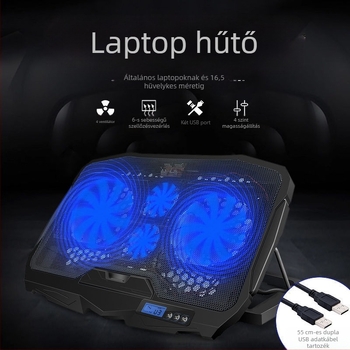 N98 noteszgép hűtő 4 sebességű állítható ventilátorral, műanyag alap
