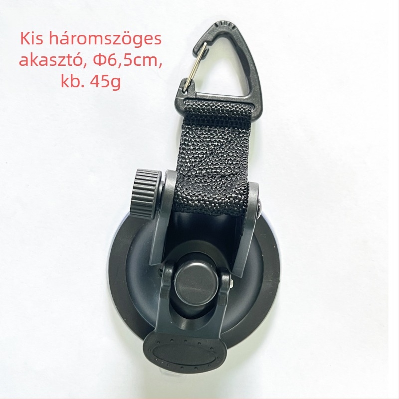 Autóhoz használható vákuumos kampó, szív alakú, ABS + nylon hevederrel, 10 kg teherbírás, újra használható