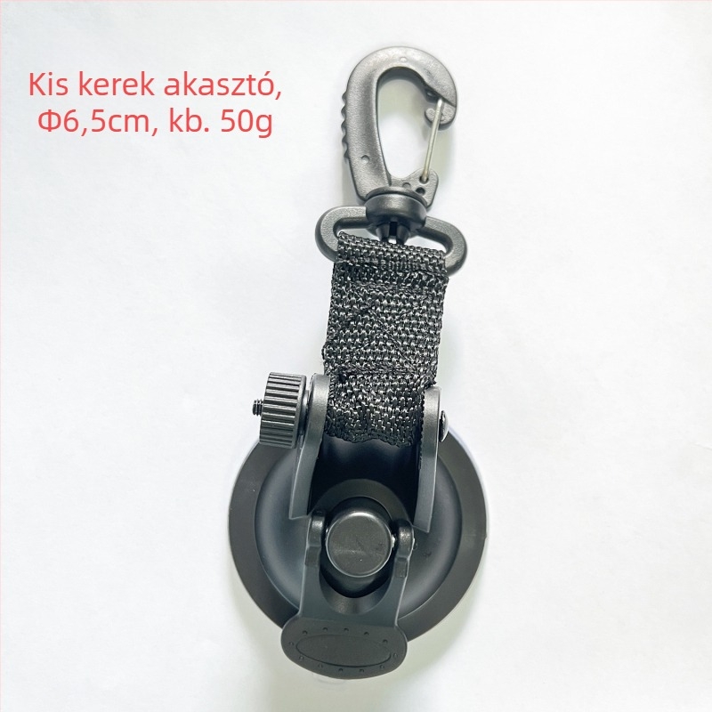 Autóhoz használható vákuumos kampó, szív alakú, ABS + nylon hevederrel, 10 kg teherbírás, újra használható
