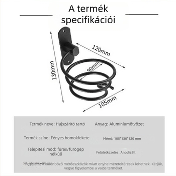 Fali szárítótartó a fürdőszobához — alumínium, anodos oxidáció, fúrás nélküli szerelés, teherbírás 2 kg, modell 9442