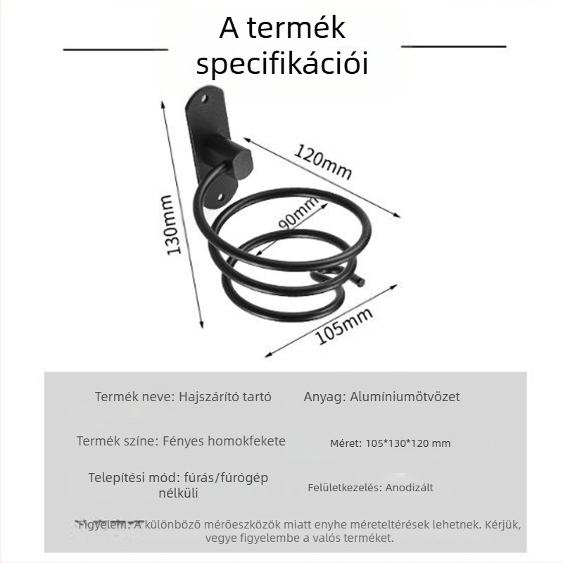 Fali szárítótartó a fürdőszobához — alumínium, anodos oxidáció, fúrás nélküli szerelés, teherbírás 2 kg, modell 9442