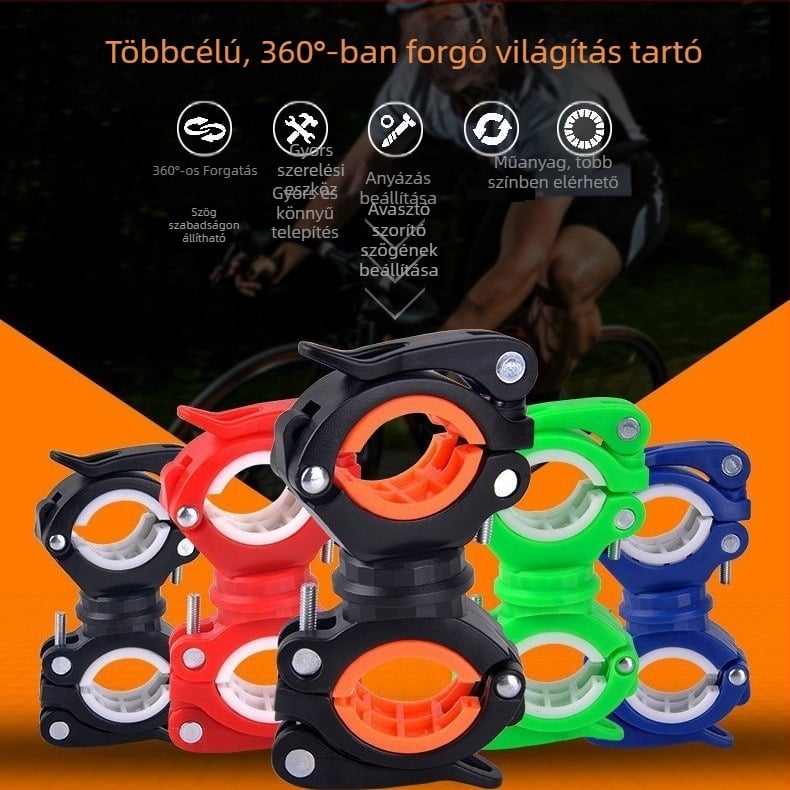 Kerékpár elsőfény tartó, lámpa rögzítő keret és klip, MTB-hez