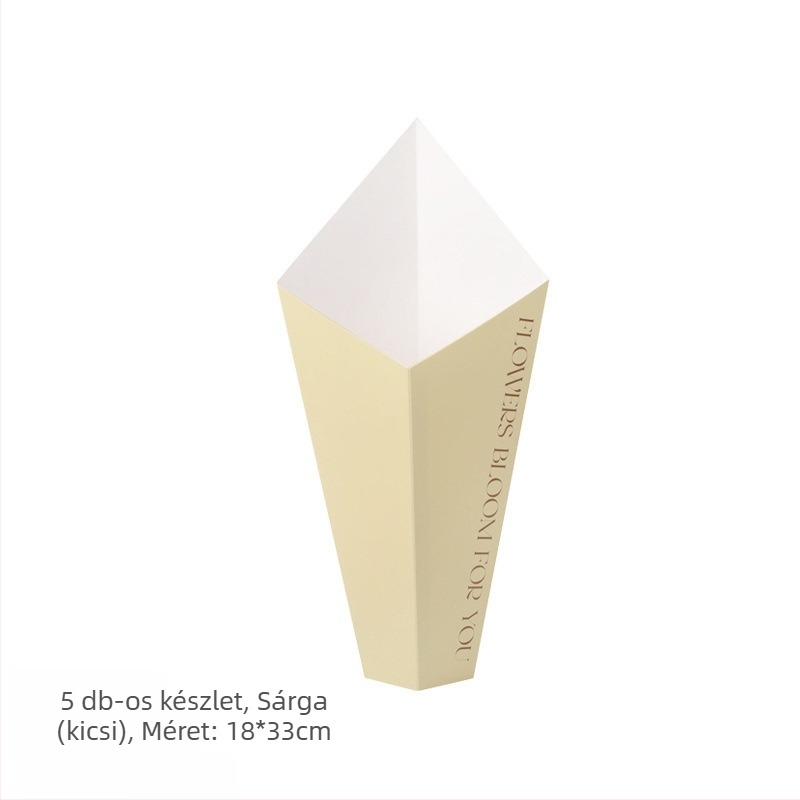 Háromszög alakú virágrendező csomagoló – karton, nyomtatás, cél: ajándék- és virágcsomagolás, modell: papír, csomagolási típus: Opp zacskó, 5 db/csomag, Valentin-nap