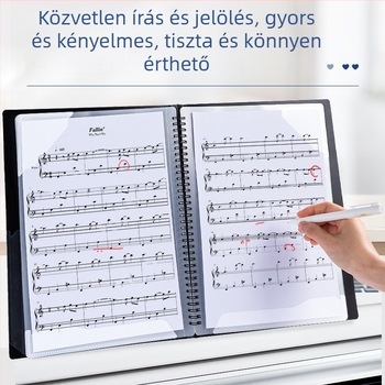 Deli kottaoldal-tároló, PP anyag, átlátszó betétek, újrahasznosítható kottatartó