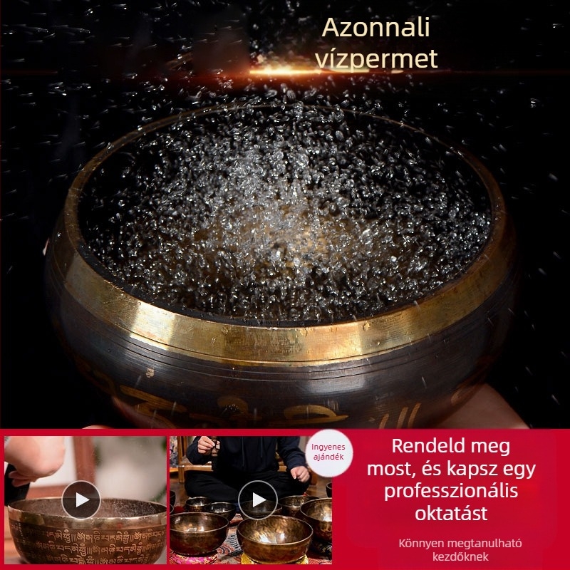 Buddhista hangterápiás hangtál a sutra olvasásához — bronz meditációs tál, márka Yidian auspicious color