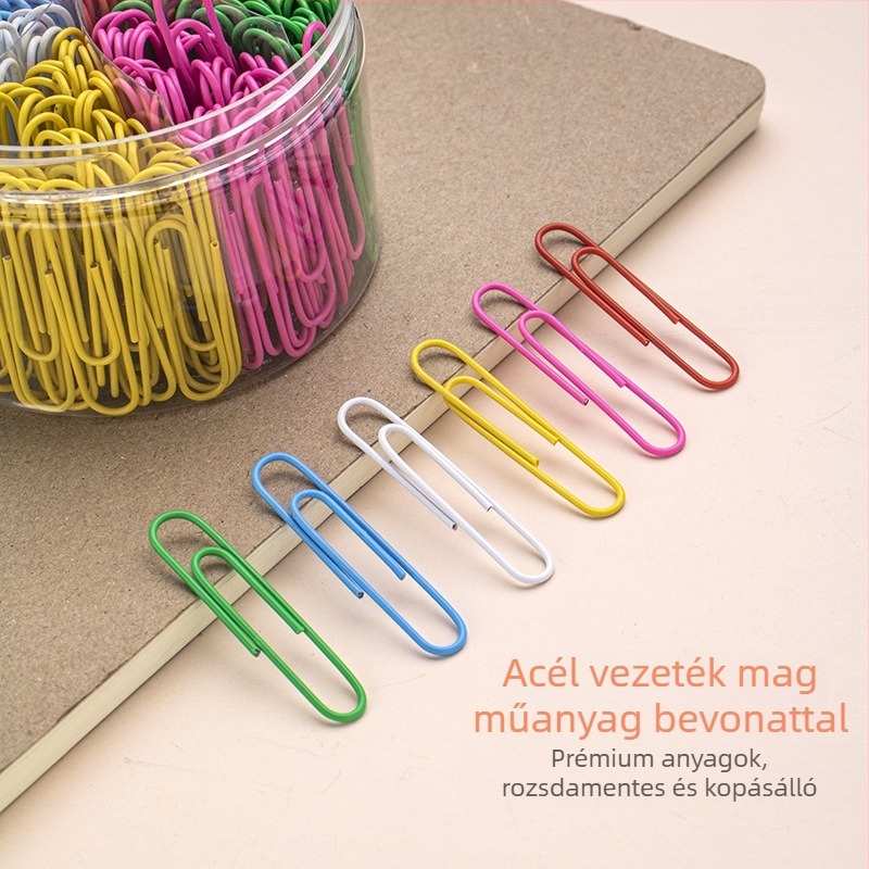 Műanyag bevonatú acél papírkapcsok, hatrekeszes hengeres csomagolás, modell 6T-1/6T-2/6T-3