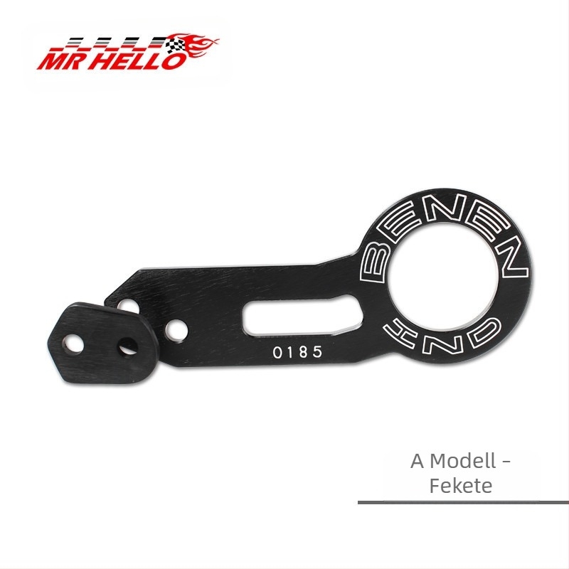 Autó vontató horog alumíniumötvözetből, rögzítő csipesszel, modell 001, hátsó barázdához