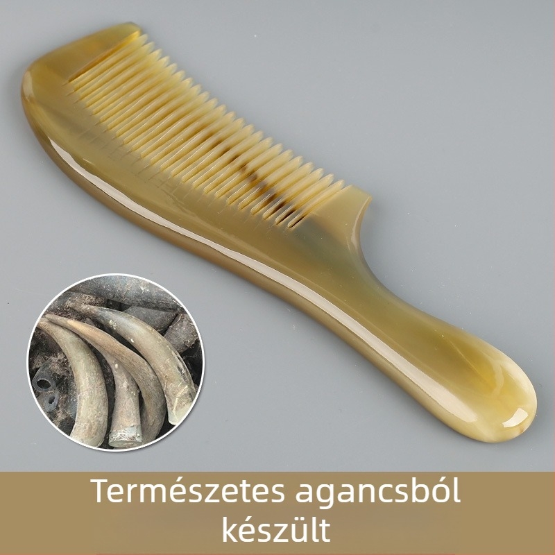 Kiváló minőségű szarv fésű, természetes kézzel készített, finom fogú, Qizanggou márka