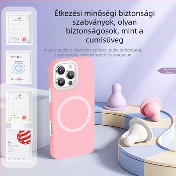 iPhone 14 Pro / Pro Max tok — folyékony szilikon, mágneses dizájn, ütésálló védelem, hordozható luxus