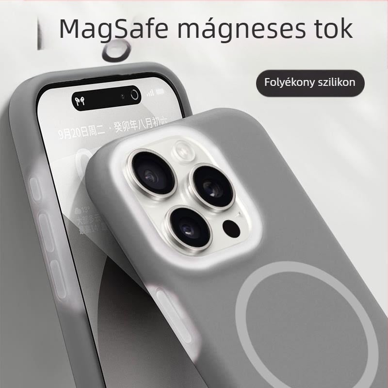 iPhone 14 Pro / Pro Max tok — folyékony szilikon, mágneses dizájn, ütésálló védelem, hordozható luxus