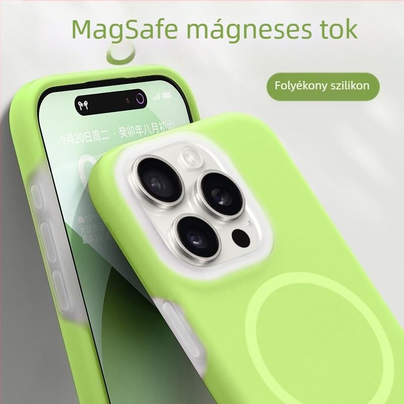 iPhone 14 Pro / Pro Max tok — folyékony szilikon, mágneses dizájn, ütésálló védelem, hordozható luxus