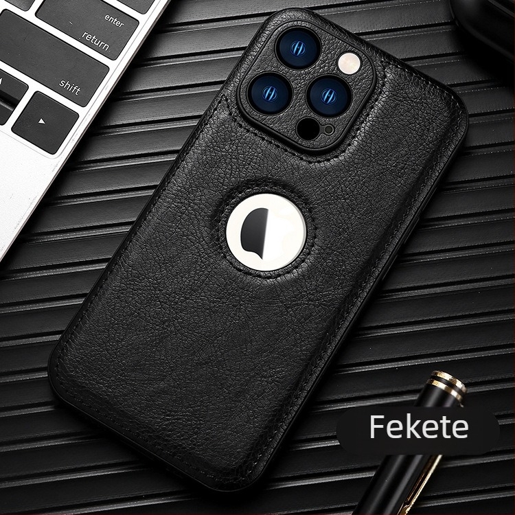 Keretszerkezetű PU bőrhatású védőtok iPhone 11–14 Pro/Pro Max sorozathoz, teljes védelem, leesés elleni