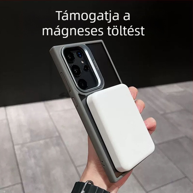 Samsung S25 Ultra mágneses tok rejtett fém objektív-rögzítővel, átlátszó, kompatibilis a S23FE és a S22Plus modellekkel