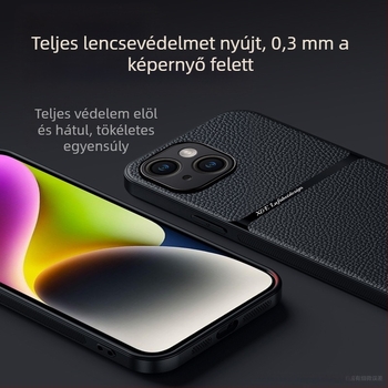iPhone tok mágneses bőrtextúrával, műbőr, kemény tokkal; ütésálló, ujjlenyomat-mentes, kopásálló, zuhanás elleni védelem; kompatibilis az iPhone 11–14 sorozattal (beleértve a Pro/Max változatokat)