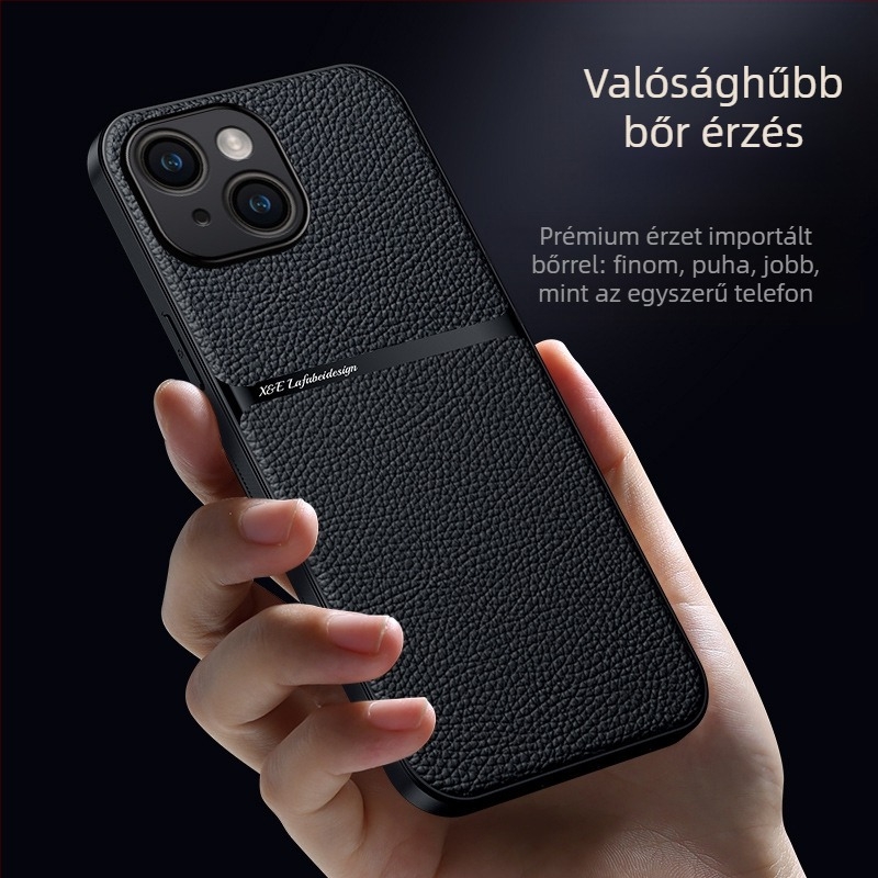 iPhone tok mágneses bőrtextúrával, műbőr, kemény tokkal; ütésálló, ujjlenyomat-mentes, kopásálló, zuhanás elleni védelem; kompatibilis az iPhone 11–14 sorozattal (beleértve a Pro/Max változatokat)