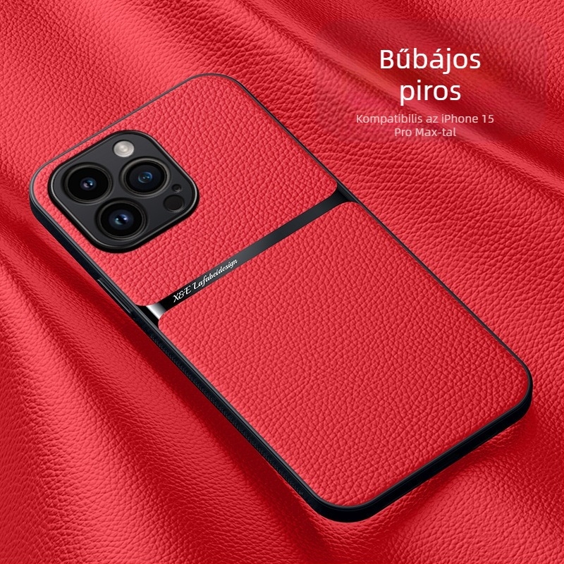 iPhone tok mágneses bőrtextúrával, műbőr, kemény tokkal; ütésálló, ujjlenyomat-mentes, kopásálló, zuhanás elleni védelem; kompatibilis az iPhone 11–14 sorozattal (beleértve a Pro/Max változatokat)