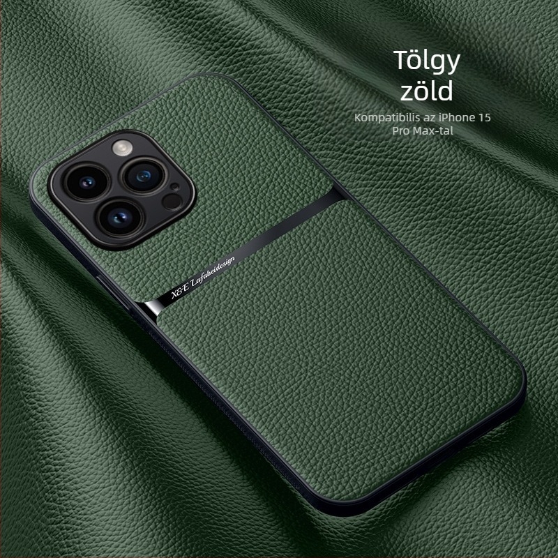 iPhone tok mágneses bőrtextúrával, műbőr, kemény tokkal; ütésálló, ujjlenyomat-mentes, kopásálló, zuhanás elleni védelem; kompatibilis az iPhone 11–14 sorozattal (beleértve a Pro/Max változatokat)