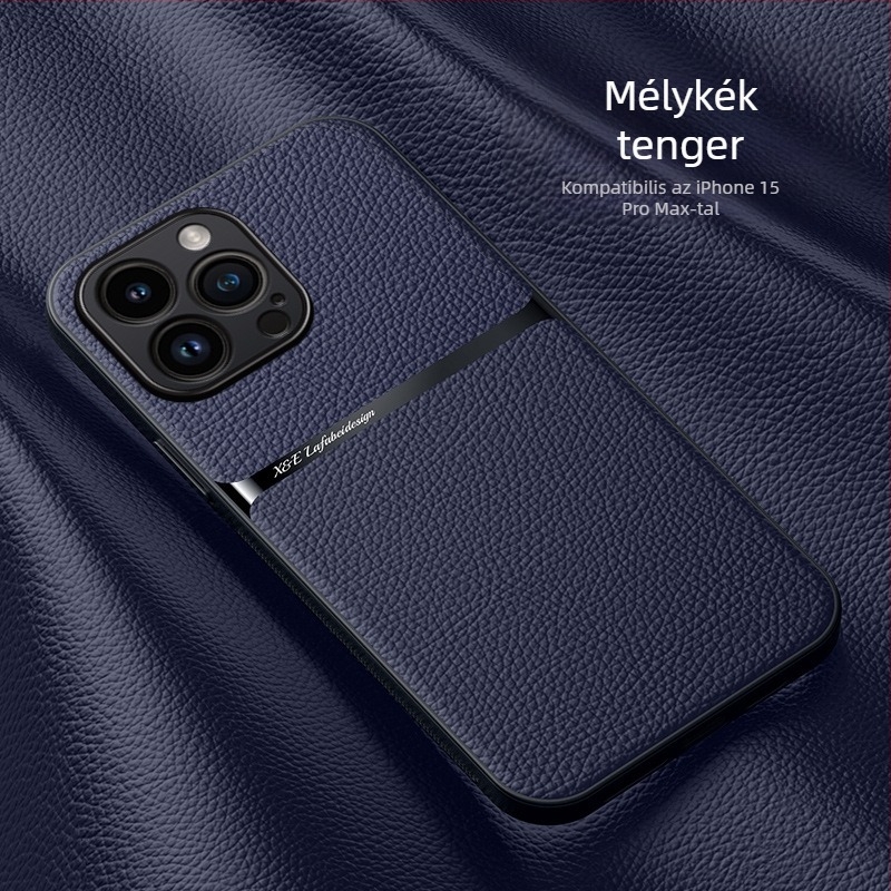 iPhone tok mágneses bőrtextúrával, műbőr, kemény tokkal; ütésálló, ujjlenyomat-mentes, kopásálló, zuhanás elleni védelem; kompatibilis az iPhone 11–14 sorozattal (beleértve a Pro/Max változatokat)