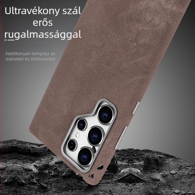 Samsung S25 Ultra telefontok teljes védelem, S26U velúr textúrájú mikroszálas bőrrel, fém keret és mágneses zár