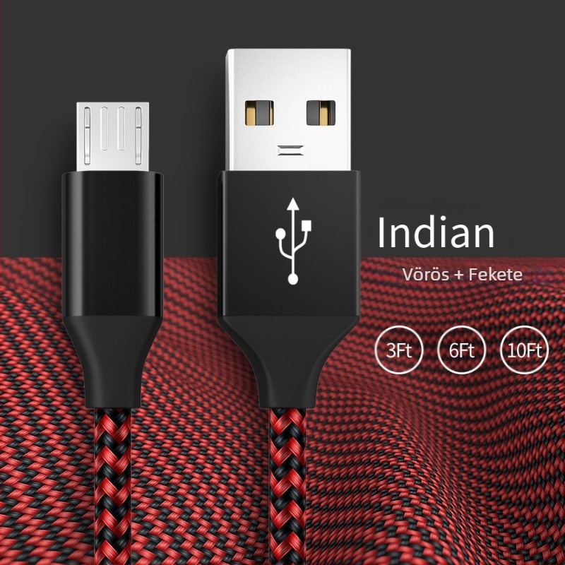 Személyre szabott Android V8 gyors töltésű Micro USB adatkábelt, szőtt alumíniumötvözet USB töltőkábel