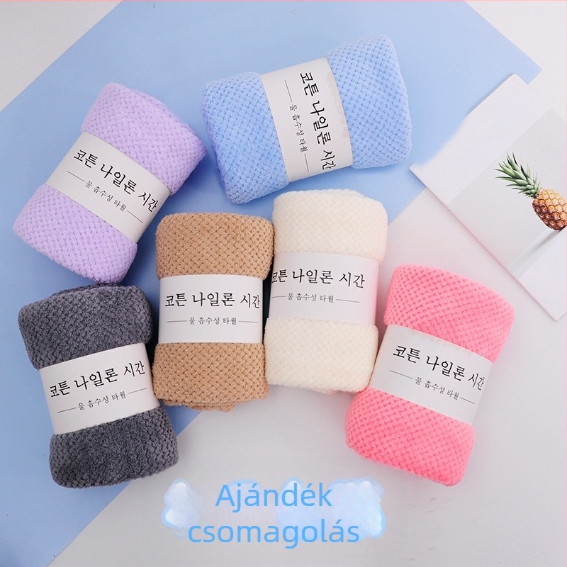 Fürdőlepedő korallf fleece-ből, méhsejt‑ananász mintával, 200–300 g, 32s fonal, vége varrással és kampós szegéllyel