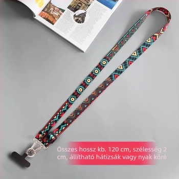 Telefonnyakpánt retro totem mintával, uniszex, fémcsat, fém kivitel