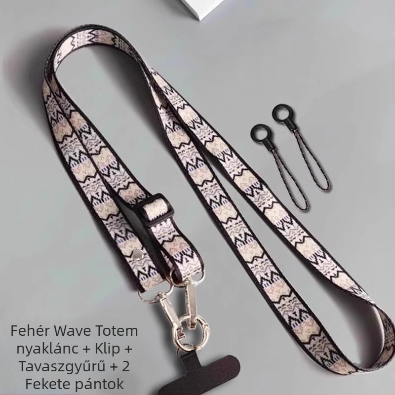 Telefonnyakpánt retro totem mintával, uniszex, fémcsat, fém kivitel